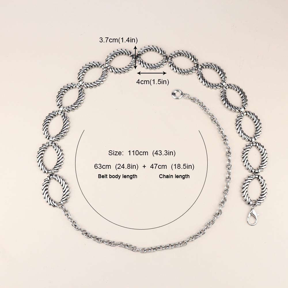 Waist Chain Women'S High Sense Women'S Retro Silver With Skirt Metal Chain Belt Waist Chain