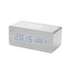 Smart Wooden Desk Clock with Wireless Charging, LED Display, Voice Control, and Silent Alarm
