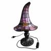 Stained Glass Witch Hat Table Lamp USB Plug In Mosaic Shade Decorative Accent Light for Home Office Party Holiday Decor