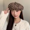 American Retro Leopard Print Beret Hat for Women In Autumn and Winter Hot Girl Fashionable Temperament  Versatile Face  Newsboy Painter Hat