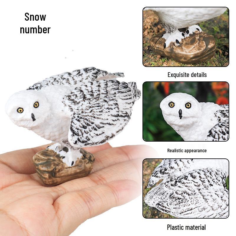 Solid Snowy Owl Animal Model - Children's Educational Toy and Ornament