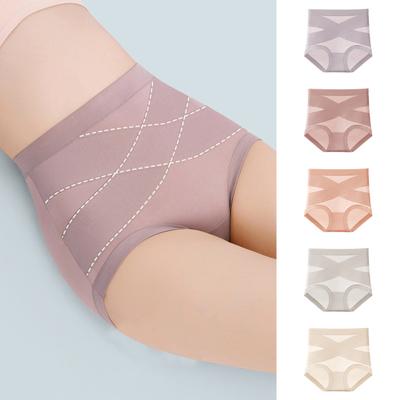 Women's High Waist Cotton Underwear Seamless Tummy Control Shapewear Panties Stretch Full Coverage Postpartum Briefs