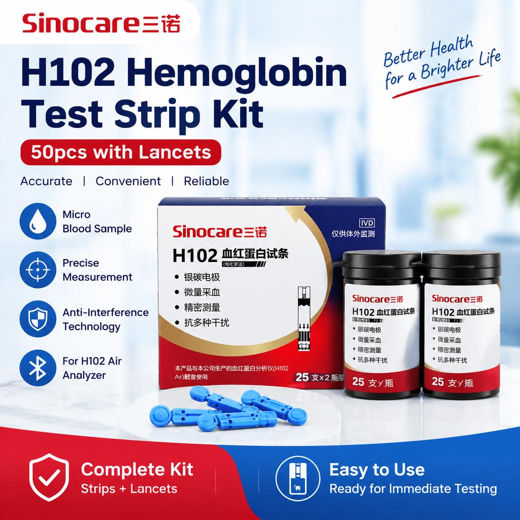 H102 Hemoglobin Test Strips 50pcs/Box with Lancets