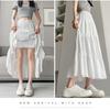 Korean Style Puffy White A-Line Skirt for Women - High Waist, Mid-Length, Spring/Summer 2025