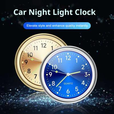Car Gauge Clock 40mm Alloy Metal Dashboard Decor with Luminous Dial Motorcycle Watch