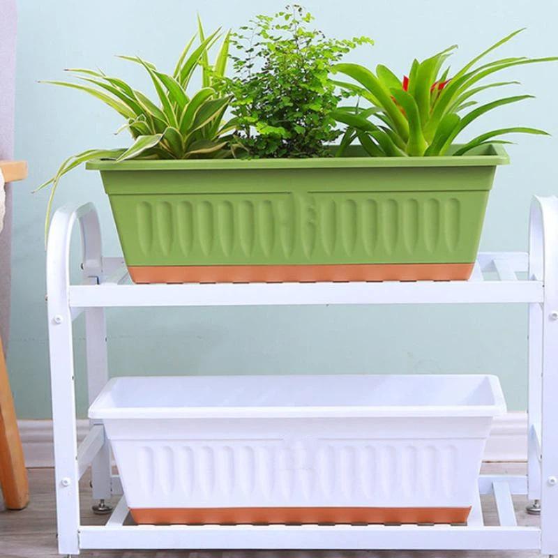 1 Stück rechteckiger Kunststoff-Pflanztopf für drinnen und draußen mit Abflusslöchern, großer Pflanzkübel für Garten, Fensterbank und Blumenbeet