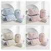 4Pcs/Set Corduroy Makeup Bag Travel Lattice Cosmetic Organizer Set Portable Cute Mini Pouches Storage Case Clutch Women Girls Makeup