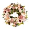 Simulation Peony Wreath Front Door Silk Flowers Indoor Outdoor Spring   Fall Artificial Floral Decor