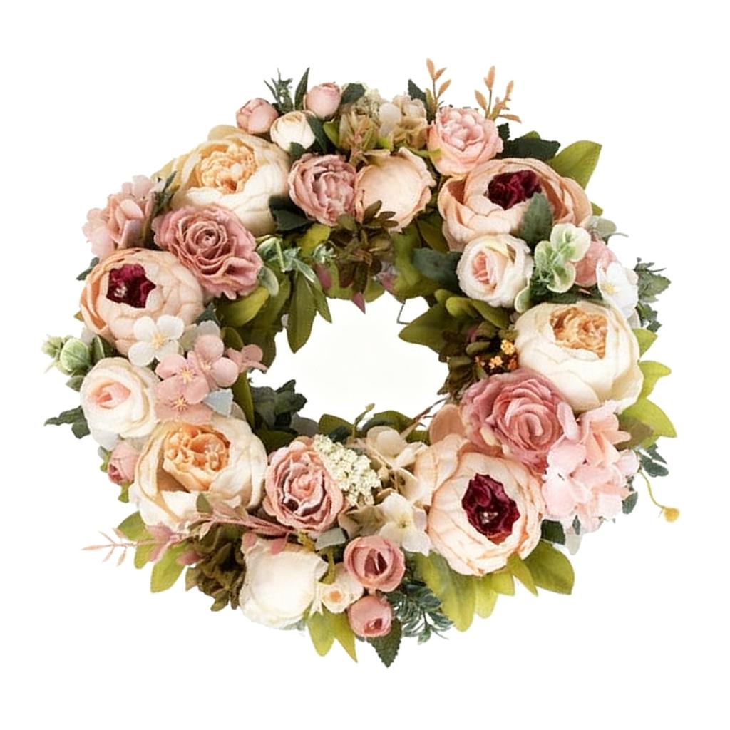 Simulation Peony Wreath Front Door Silk Flowers Indoor Outdoor Spring   Fall Artificial Floral Decor