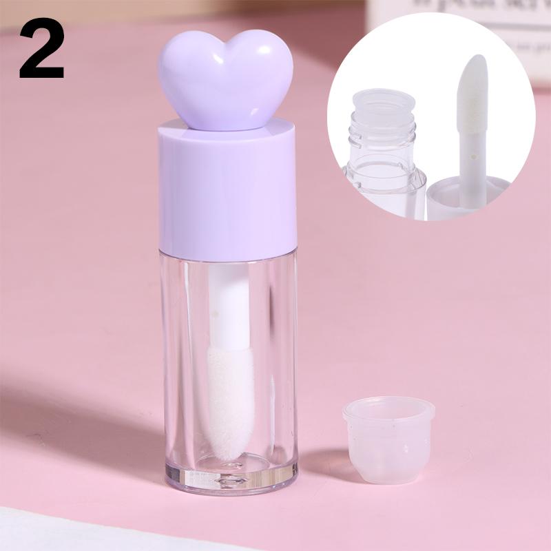 Tubes de Gloss Mignons en Forme de Cœur Transparents Rechargeables 4ml Contenants Cylindriques avec Applicateur Baguette pour Baume à Lèvres et Gloss DIY