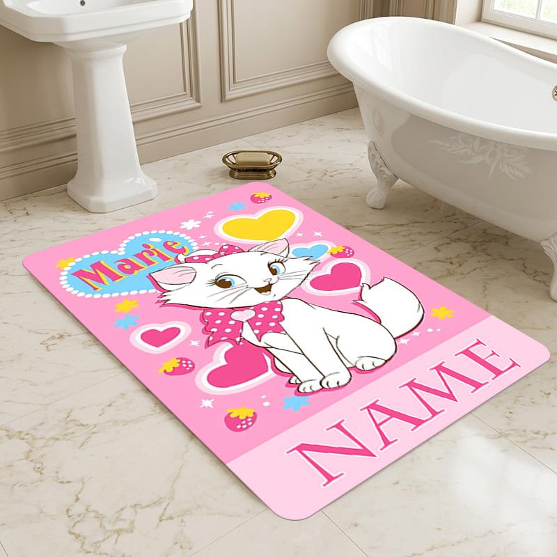 Personalized Name Cat Love Living Room Non-Slip Area Rug Soft Carpet for Bedroom Kids Playroom Sofa Office Home Decor Doormat