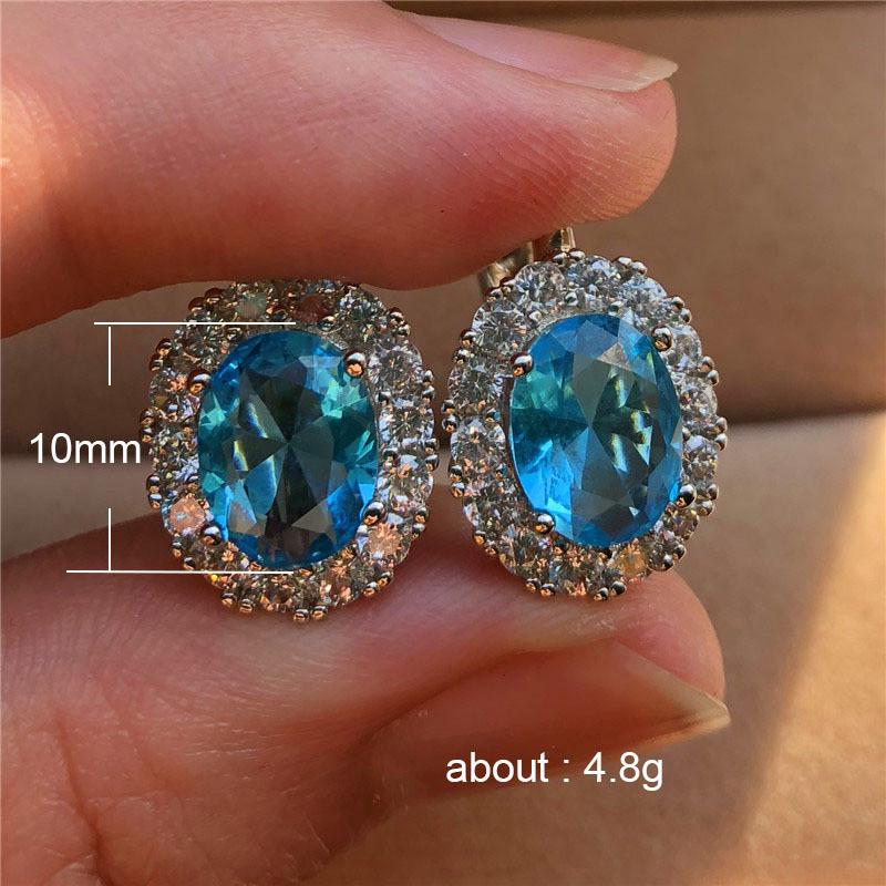 Sterling ezüst Ovális Cirkónia Fülbevaló Nőknek Eljegyzési Esküvői Ékszer Elegáns Női Fülbevaló