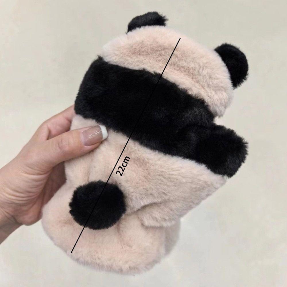 Mignons Gants Demi-Doigts Panda Dessin Animé Moufles en Peluche Nouveaux Gants Chauds Femmes