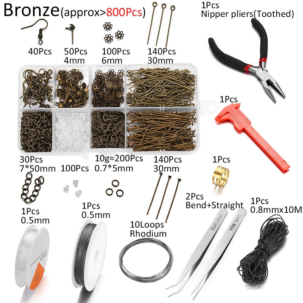 800pcs Jewelry Repair Tool with Accessories Jewelry Pliers Jewelry Findings and Beading Wires for DIY Earrings Jewelry Making
