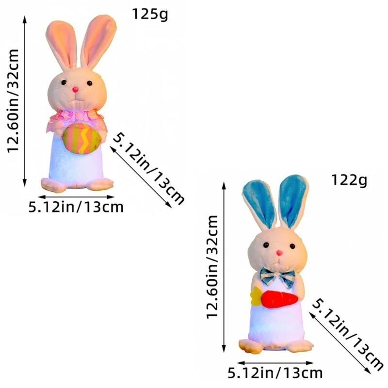 1/2PCS Cute LED Glowing Bunny Decoration for Easter Luminous Rabbit Doll for Desktop Decor Holiday Gifts for Children