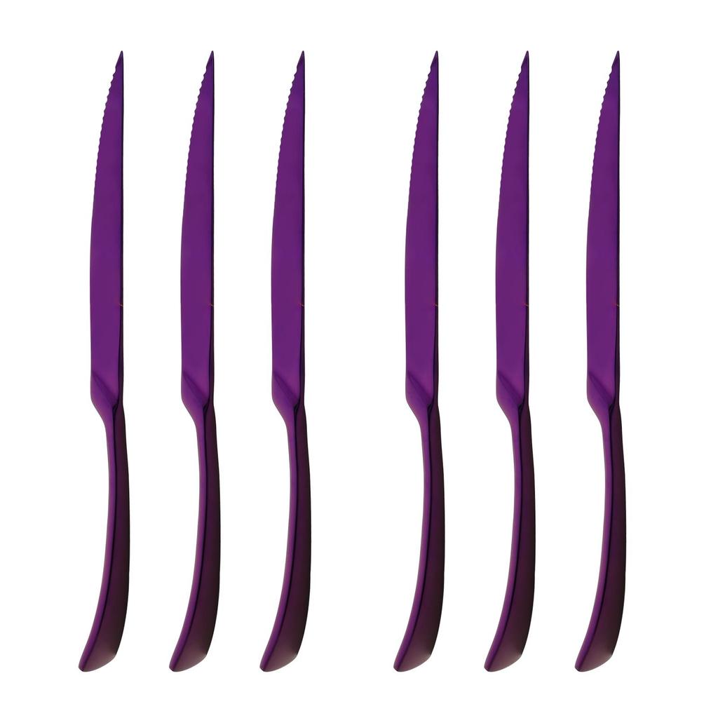 6 Pcs 304 Stainless Steel Gold Steak Knife Sharp Rainbow Knives Restaurant Black Steak Knives In Dinnerware Set