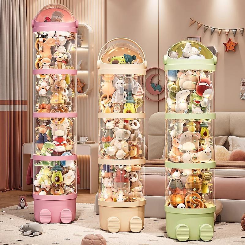 Toy Storage Tube Doll Organizer Bucket Large Transparent Organizing Cylinder Multifunctional Luxury Plastic Organization Boxes