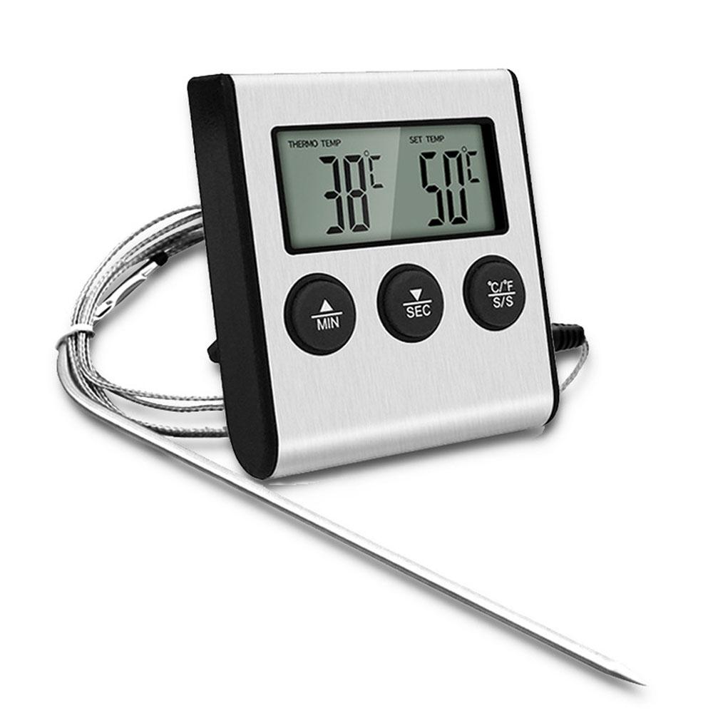 Mini Kitchen Digital Cooking Thermometer High Precision Meat Food Temperature Meter for Oven BBQ Grill Timer Function with Probe
