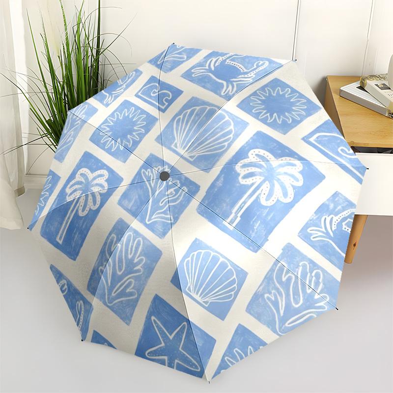 1pc Oceanic Patterns Automatic Open/Close Umbrella - All-Season Portable Umbrella for Women/Men yy251213016