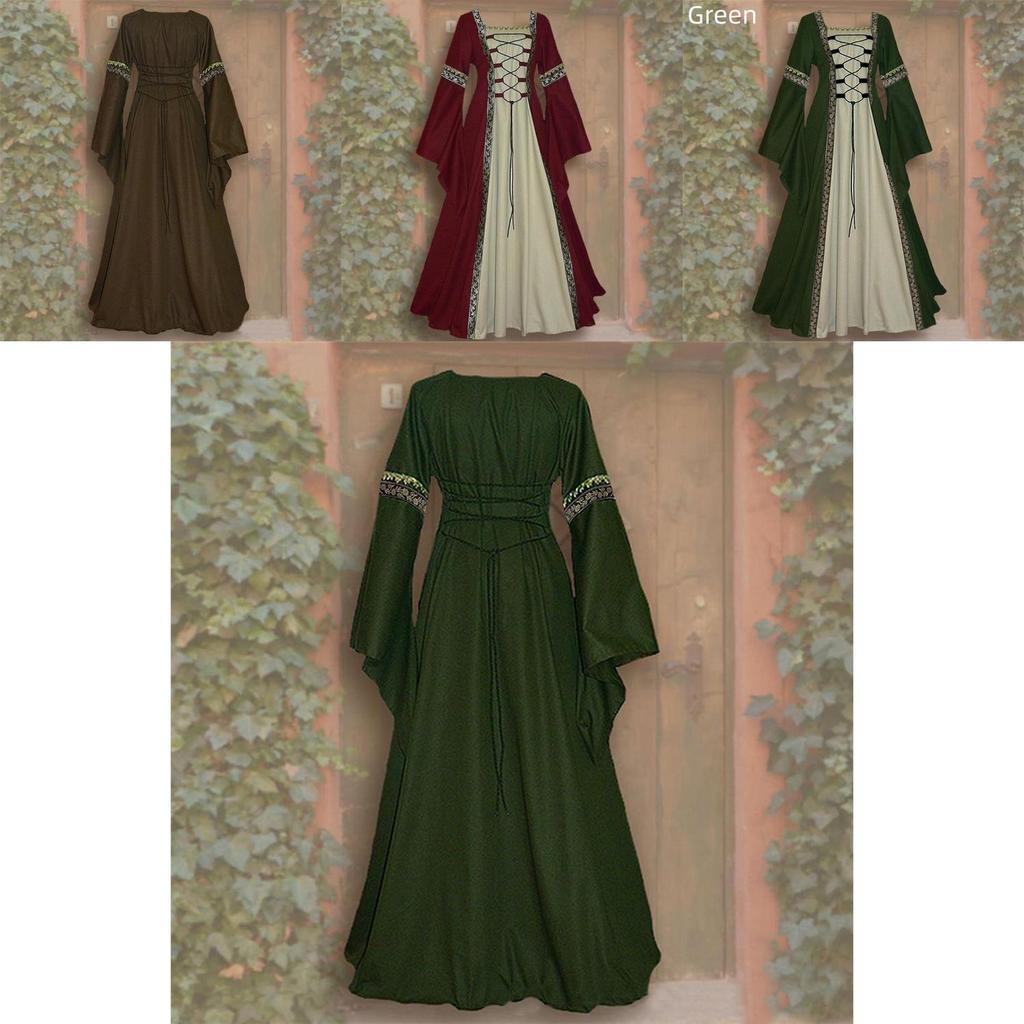 Vintage Gothic Renaissance Dress With Long Sleeves For Women's Cosplay Costume