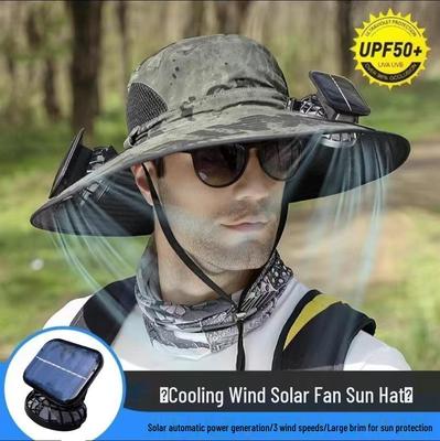 Chapéu de Verão Masculino com Proteção UV e Ventoinha Solar para Atividades ao Ar Livre