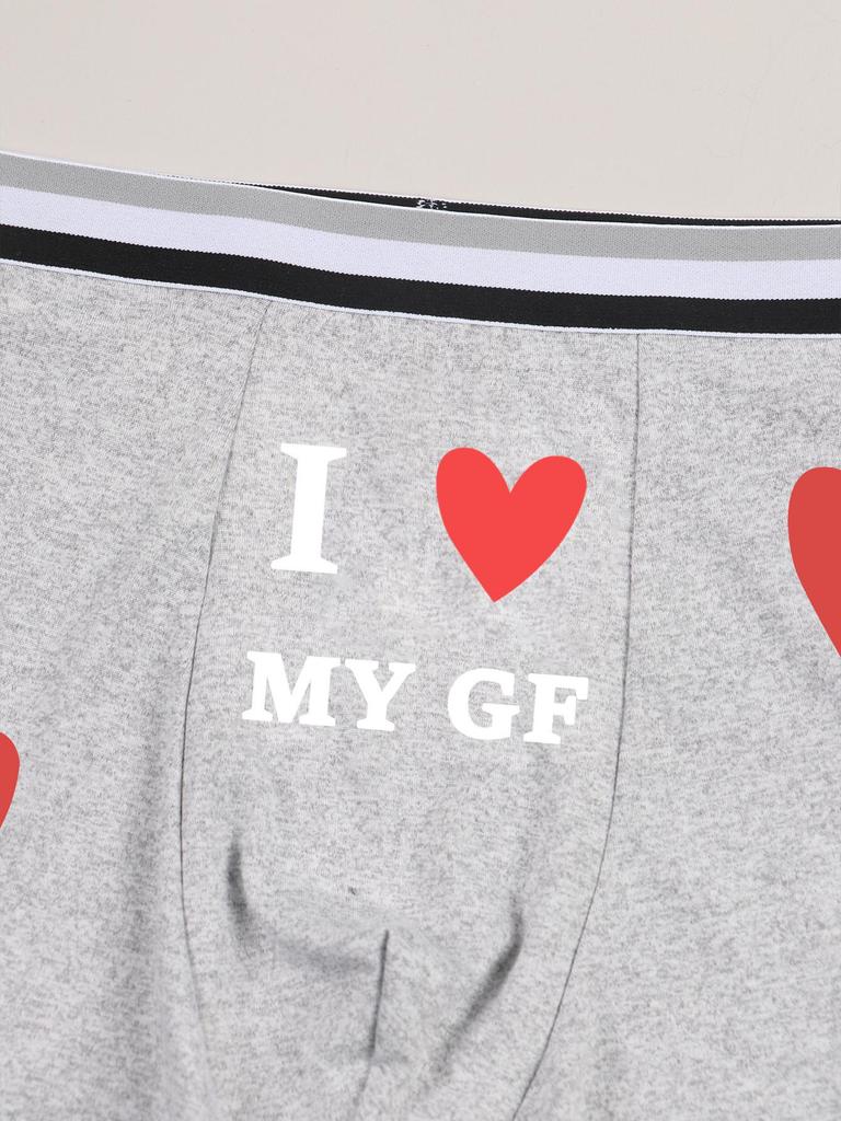 Customized Men's Heart Print Funny Boxer Underwear, Elastic And Soft Comfortable Everyday Personalized Underwear, Ideal Gift For Boyfriend/Husband