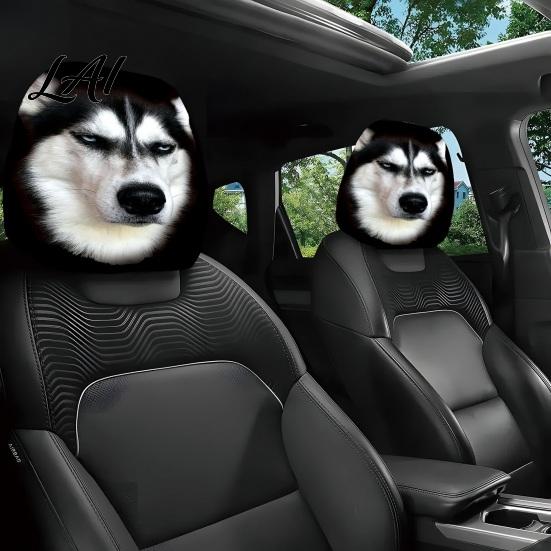 Humorous Car Seat Protectors Scary Ghost Face Headrest Covers Funny Expression Auto Spooky Cartoon Decoration for SUV Truck Elastic Vehicle Interior