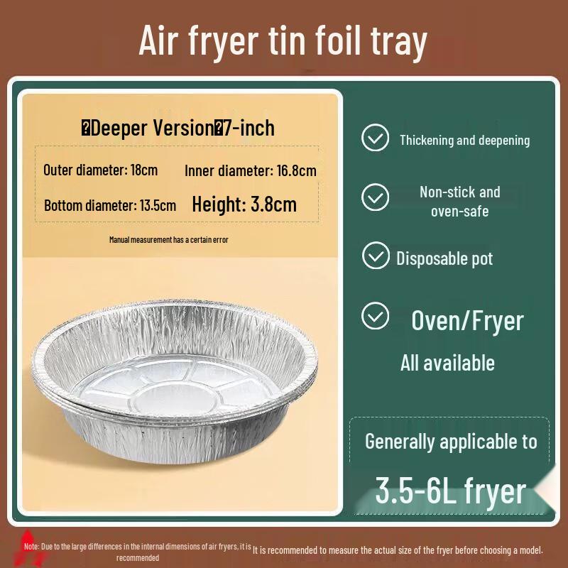 Chang Baosen Disposable Air Fryer Aluminum Foil Bowls - 7-inch, Deepened, 50-Pack