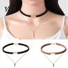 Choker Women Vintage Punk Faux Suede Multilayer Polished Collar Clavicle Necklace Pendant for Party
