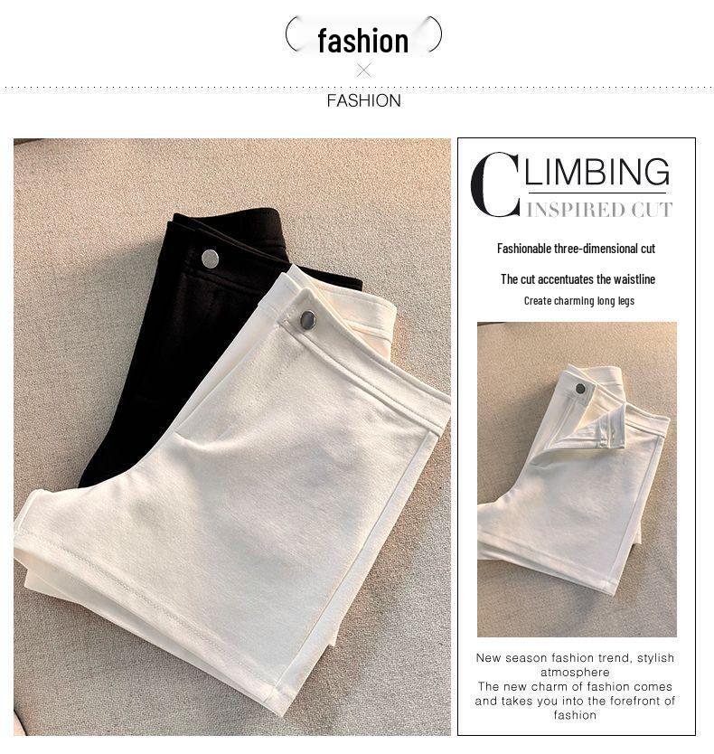 Black High-Waist Elastic A-Line Shorts for Women - Slim Fit, Pure Cotton, Hot Pants