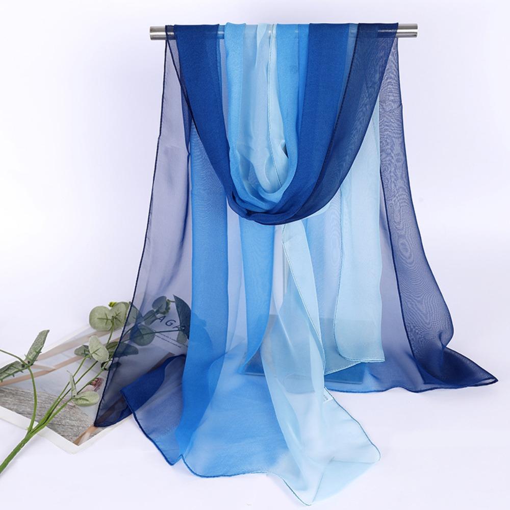 Silky Touch Neck Scarf Gradient Color Shawl Hijab Fashion Long Gauze Headwrap for Women