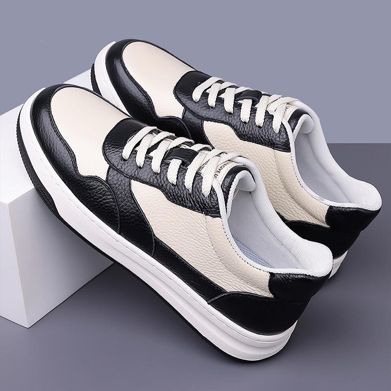 2026 Spring and Autumn New Comfortable and Breathable Casual Shoes Leather Versatile Sports Lace-up Board Shoes 83052