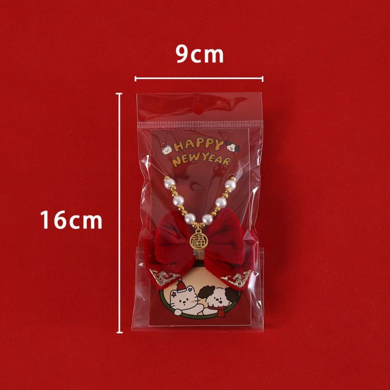 Pet New Collar With Velvet Red Bow Lucky Charm Pendant Fortune Bag Cats Dogs XS M