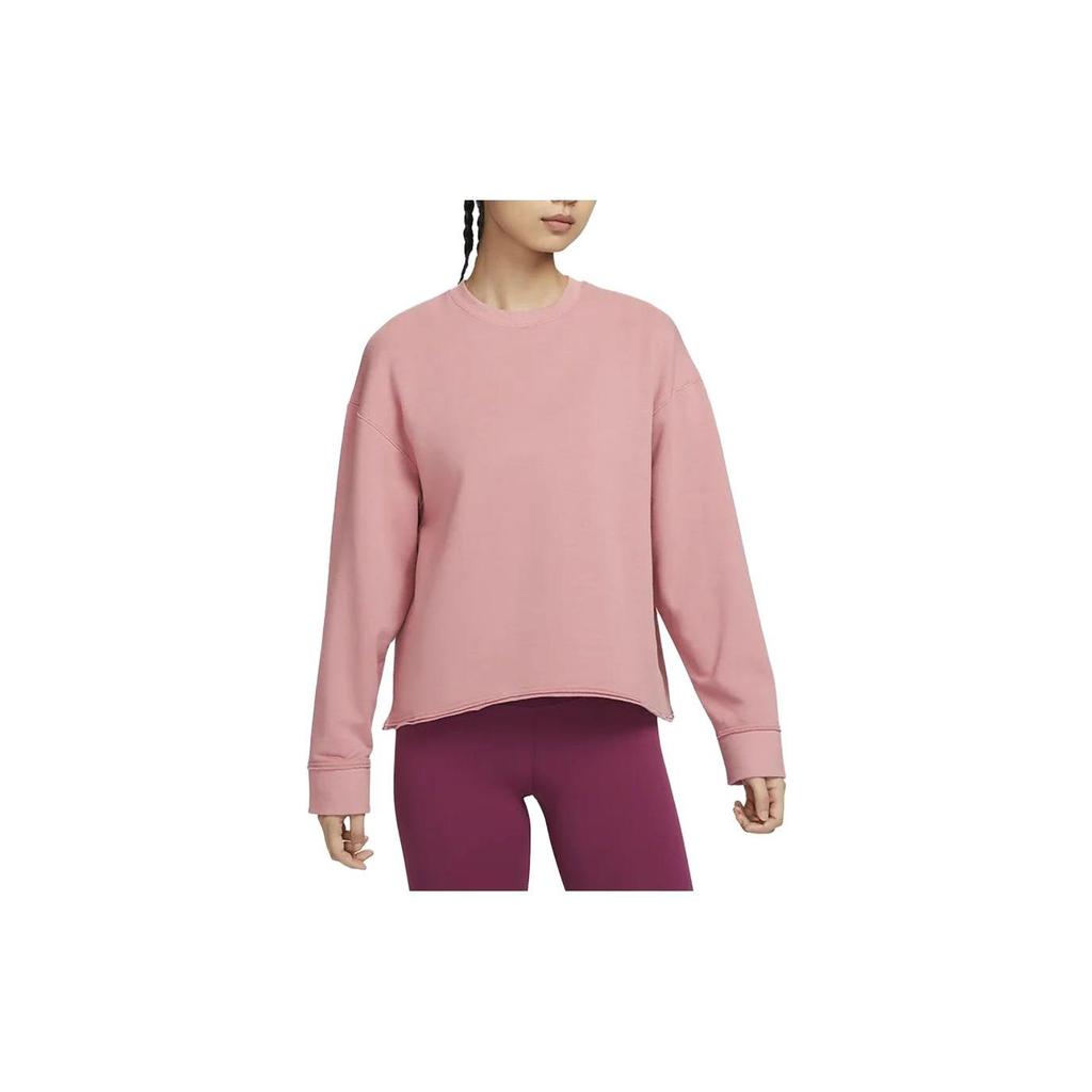 Nike Yoga Luxe Solid Color Round Neck Casual Fleece Loose Sweatshirt Women sweatshirt Stardust-Red DM6974-618