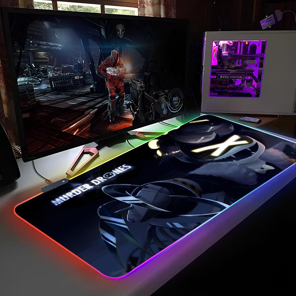 Game M-Murder Drones Mouse Pad RGB Backlit Mouse Pad Laptop Mouse Pad Laptop Gamer Computer Desk Gaming Accessories