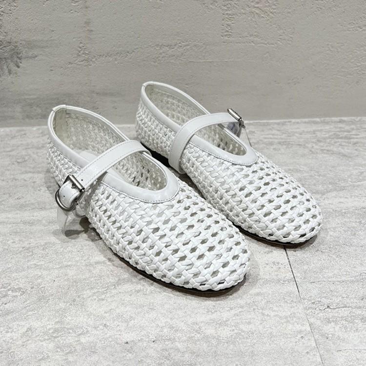 

Версия из овчины~ 2025 новые нишевые плетеные вручную туфли-лодочки с ремешком через подъем, женские кожаные туфли Мэри Джейн на плоской подошве 40 белый