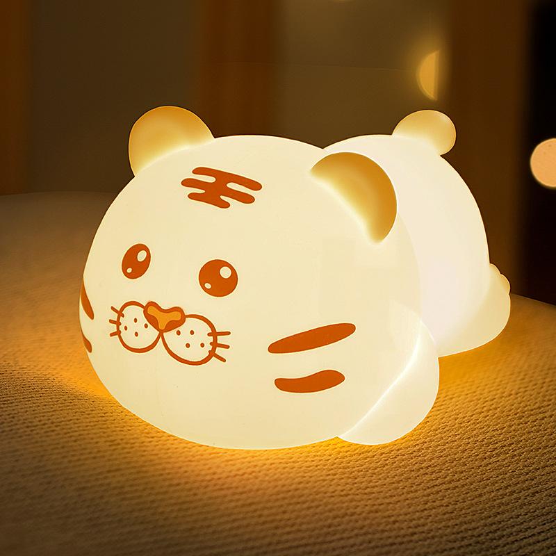 Obedient Tiger with Sleeping Light Silicone Night Light Creative Gift USB Charging Colorful Remote Control Shoot Light