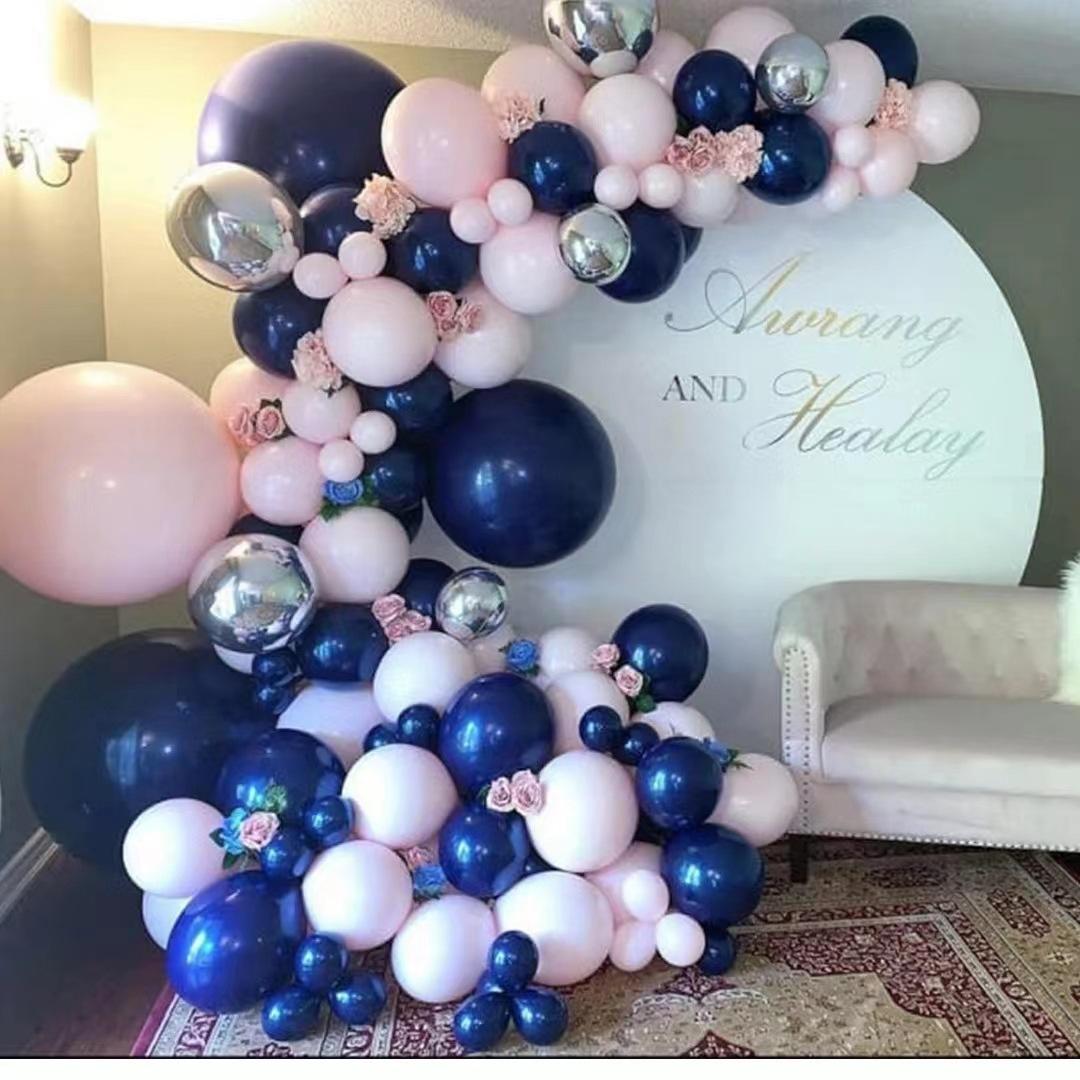 

Набор венков из воздушных шаров «Ночь и розовый» Серебряный 4D алюминиевый пленочный шар для украшения на день рождения, свадьбу Set as shown