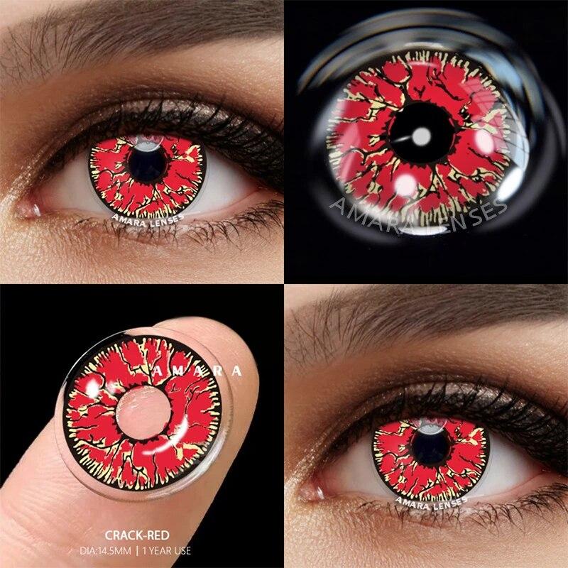 AMARA Cosplay Farbkontaktlinsen für Augen, Anime-Augenlinse, 1 Paar, weiße schwarze Linsen, Kontaktlinsen, kosmetische Farblinsenaugen
