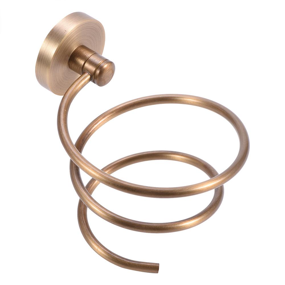 Antik Väggmonterad Massiv Mässing Hårfönshållare Förvaringsställ Badrumsorganisator Hylla