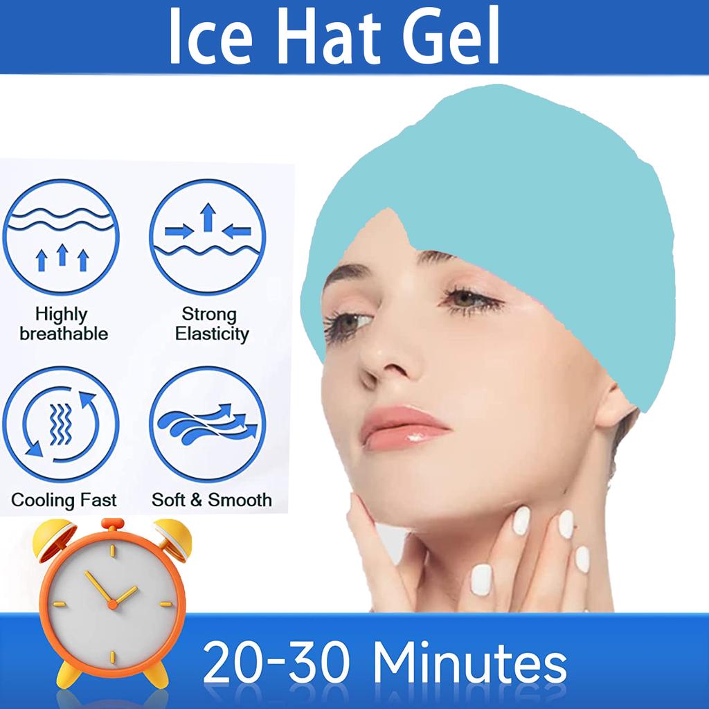 1PC Form Fitting Gel Ice Headache Migraine Relief Hat Cold Compress Therapy Cap  Ice Cap Head Wrap Face Mask Head Massage