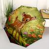 1 Automatischer Bambi Regenschirm, Buntes 8-Speichen-Regenschirm mit Wald-Thema, Tragbar für Damen und Herren, Ein Kompakter Begleiter für den täglichen Weg zur Arbeit