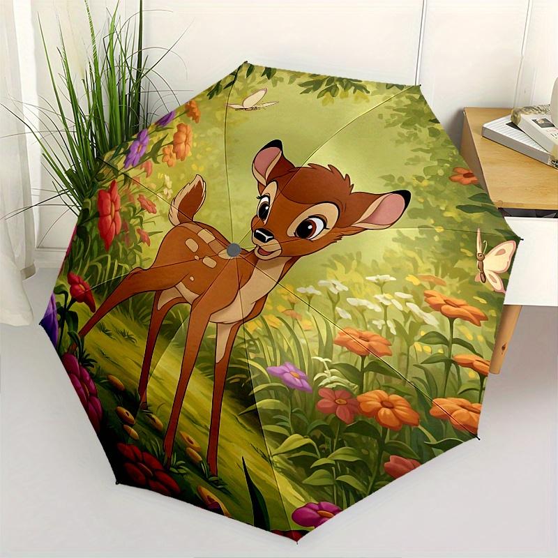

1 Auto Open Bambi, Forest Themed Colorful 8-rib Portable Umbrella for Men and Women, A Compact Commuting Companion Suitable for Daily Drinki