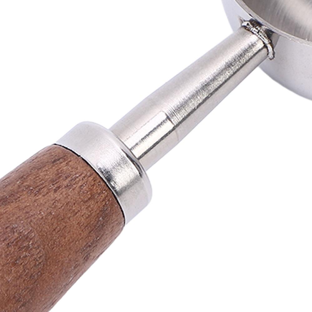 Short Wooden Handle Bean Tea Scoop 304 Stainless Steel Kitchen Utensil Spoon  For Ground Coffee
