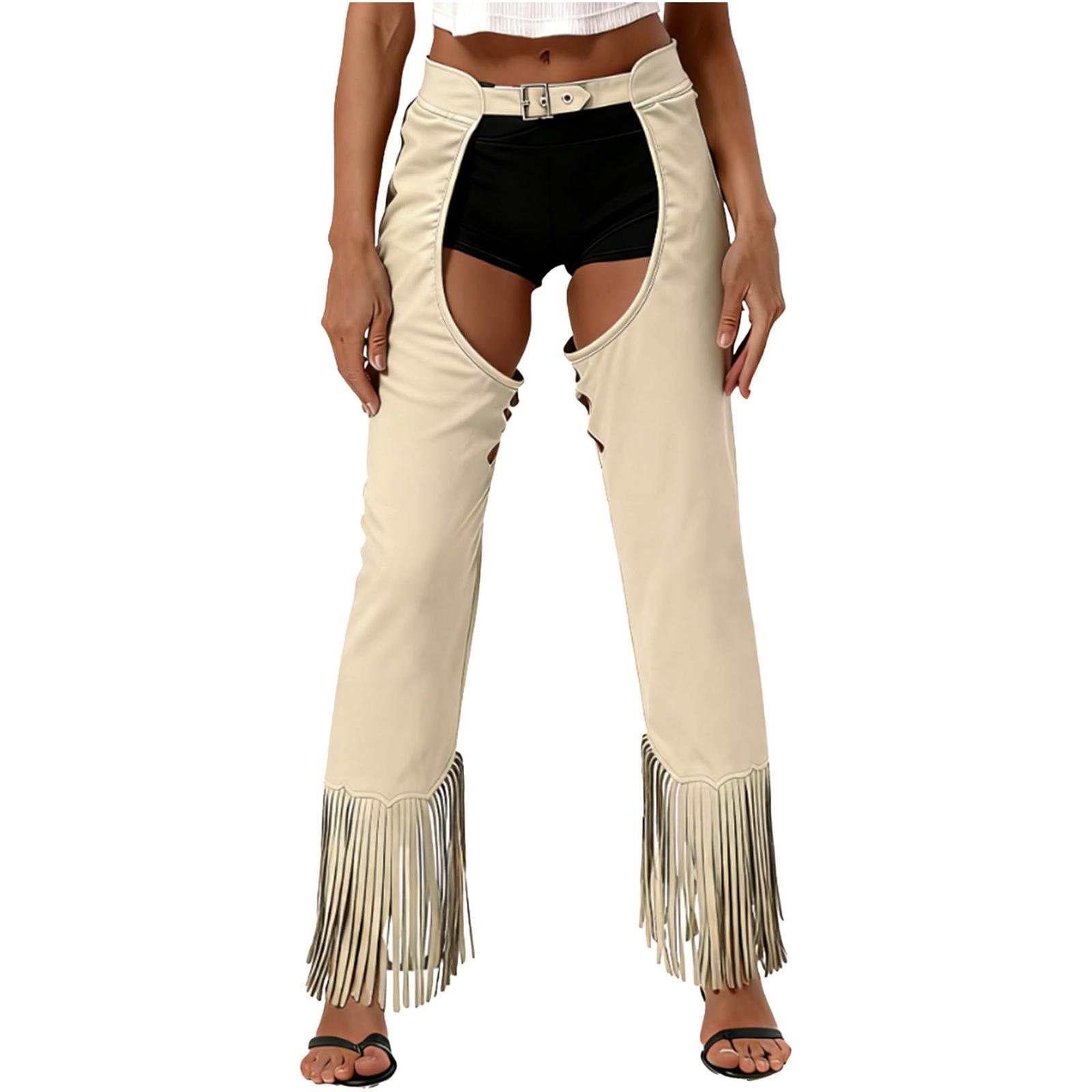 

Women Elastic High Waist Pant Casual Fit Wide Leg Long Pants Trousers With Pockets XL білий