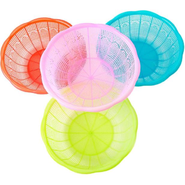 4Pcs Plastic Rice Washing Basket Set - Multifunctional Colander for Fruits Vegetables and Rice - Space-Saving Kitchen Tool - Assorted Color