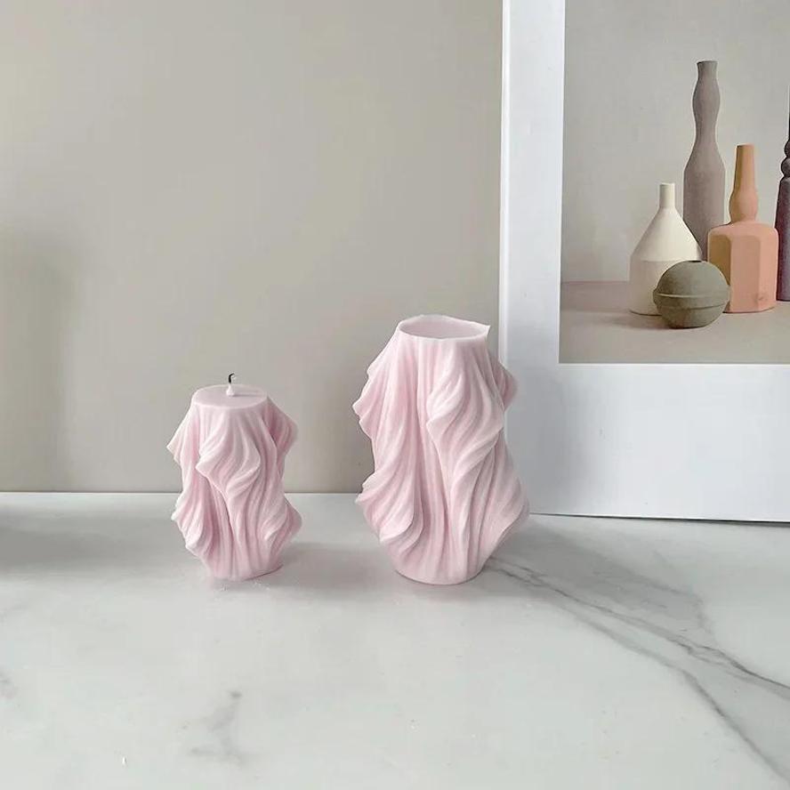 Concise Creative Fashion Geometric Tree Root Silicone Candle Mold Wave Rotating Aromatherapy Soap Gypsum Ornament Mould Gifts