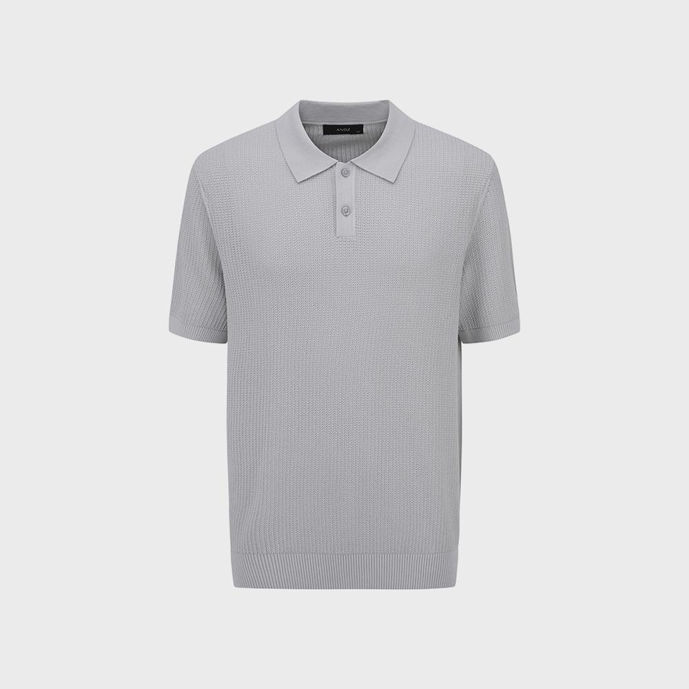 AND Z Men'S) Fine Texture Collared Short Sleeve Knit_Bzf3Et1102Lgr