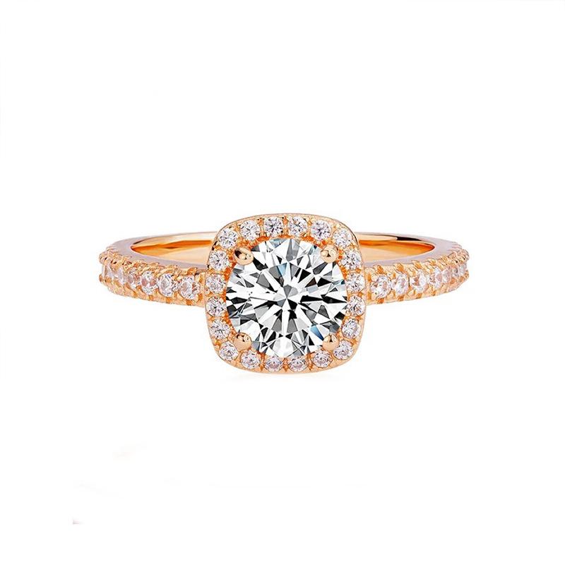 Princess Square Bag Small Sugar Cube Ring Plated With Rose Gold Imitation Live Mouth Adjustable Ring