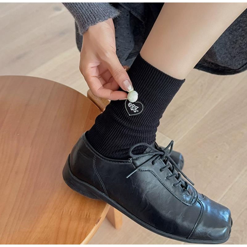 

Осенне-зимние носки до середины икры для женщин в балетном стиле Академия , милые и забавные, в форме яйца, из чистого хлопка двойной вязки с вышивкой в форме сердца 1 pair чёрный